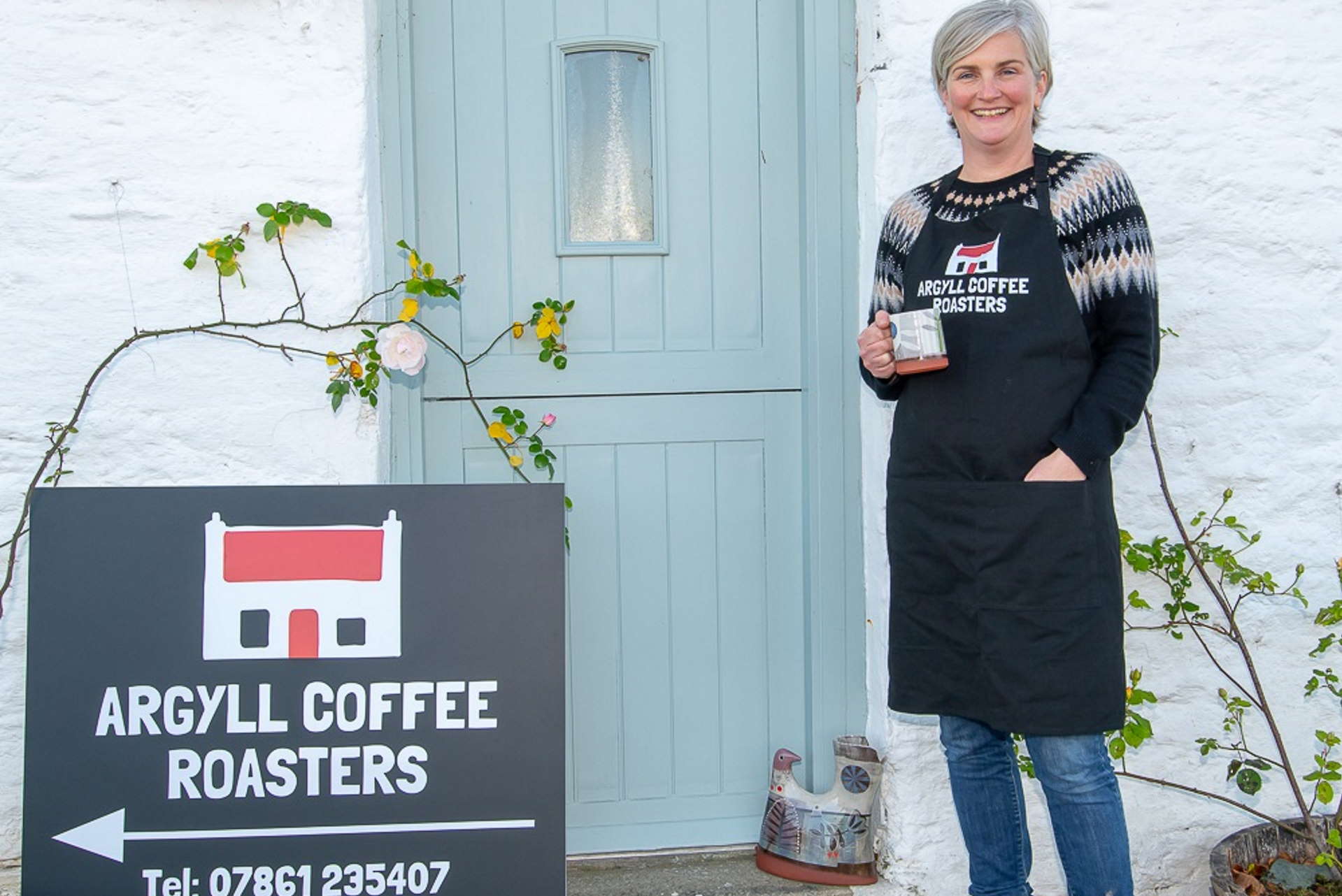Eve MacFarlane outside Argyll coffee roasters shop