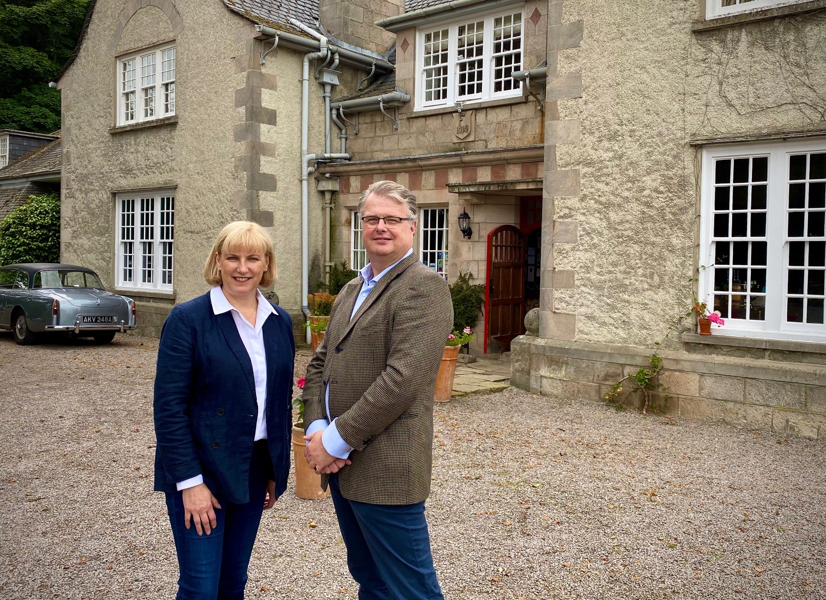 Gavin and Penny Ellis outside Knockomie Hotel by Forres